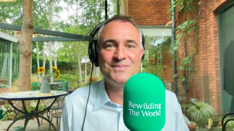 Ben Goldsmith Rewilding Cover Image with Ben looking at the camera.