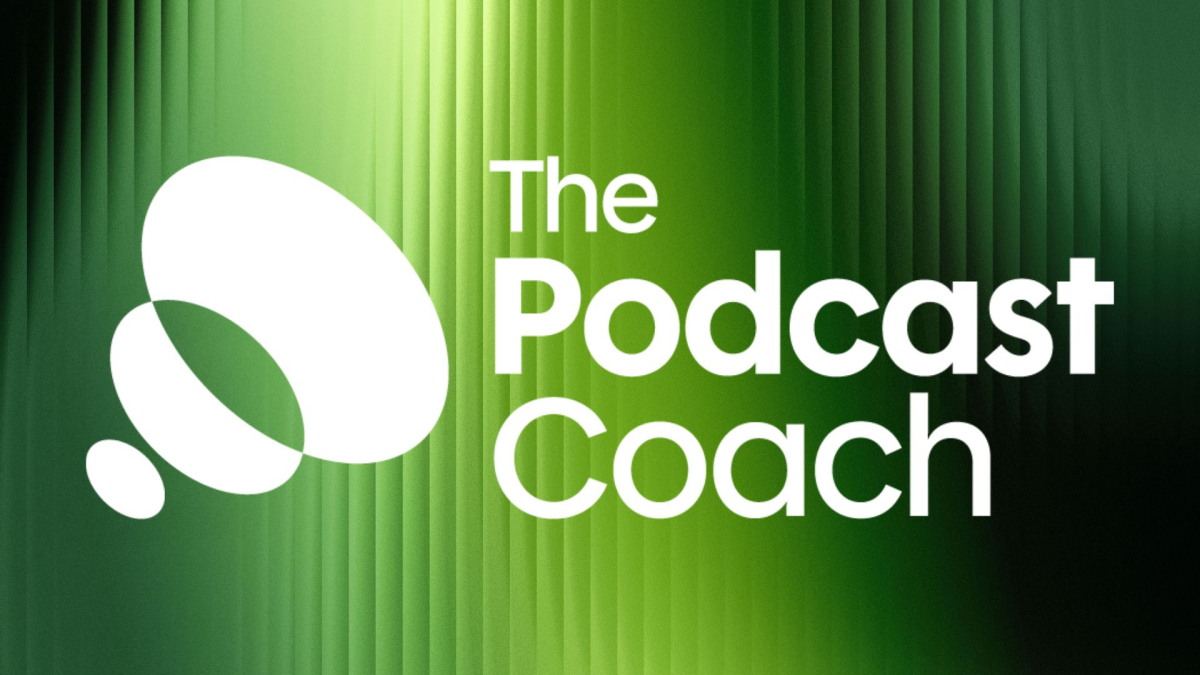 Green light with white logo - The Podcast Coach