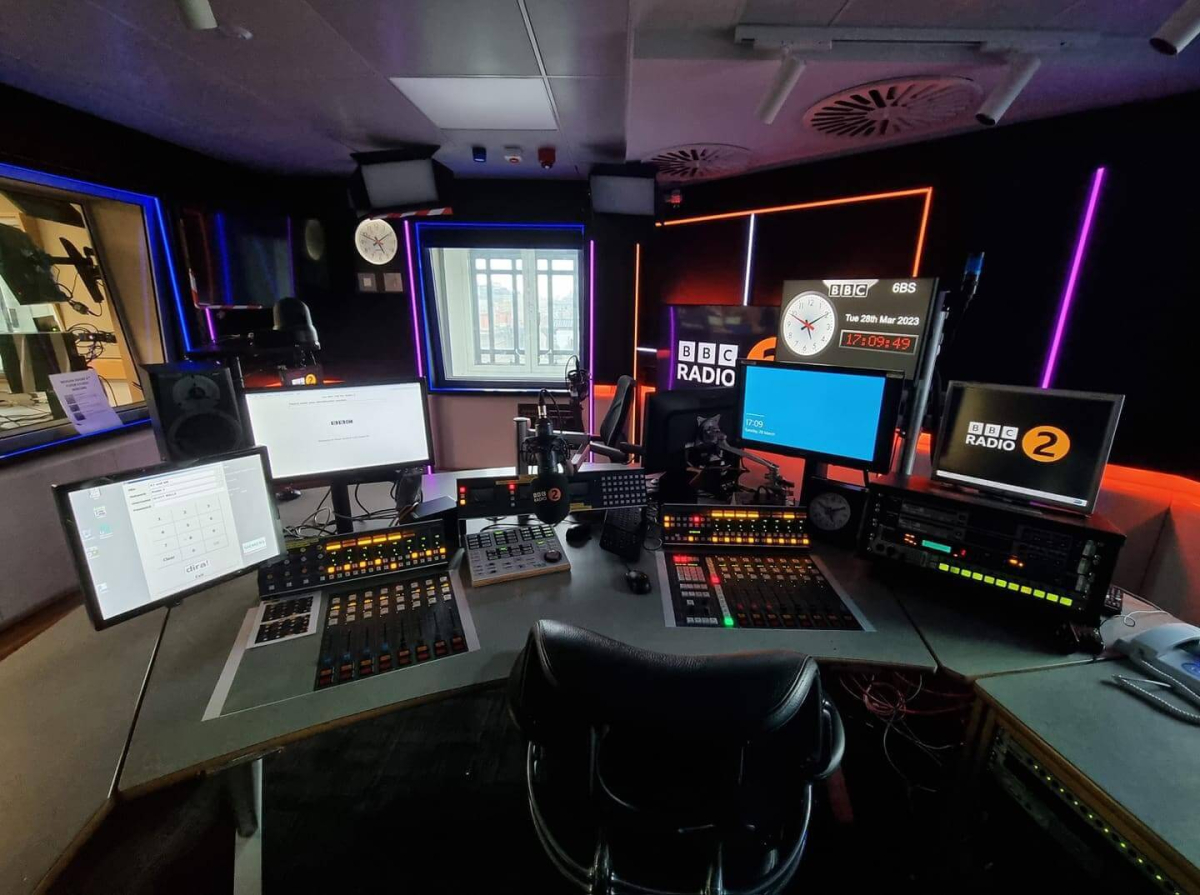 An empty BBC radio studio in central London.
